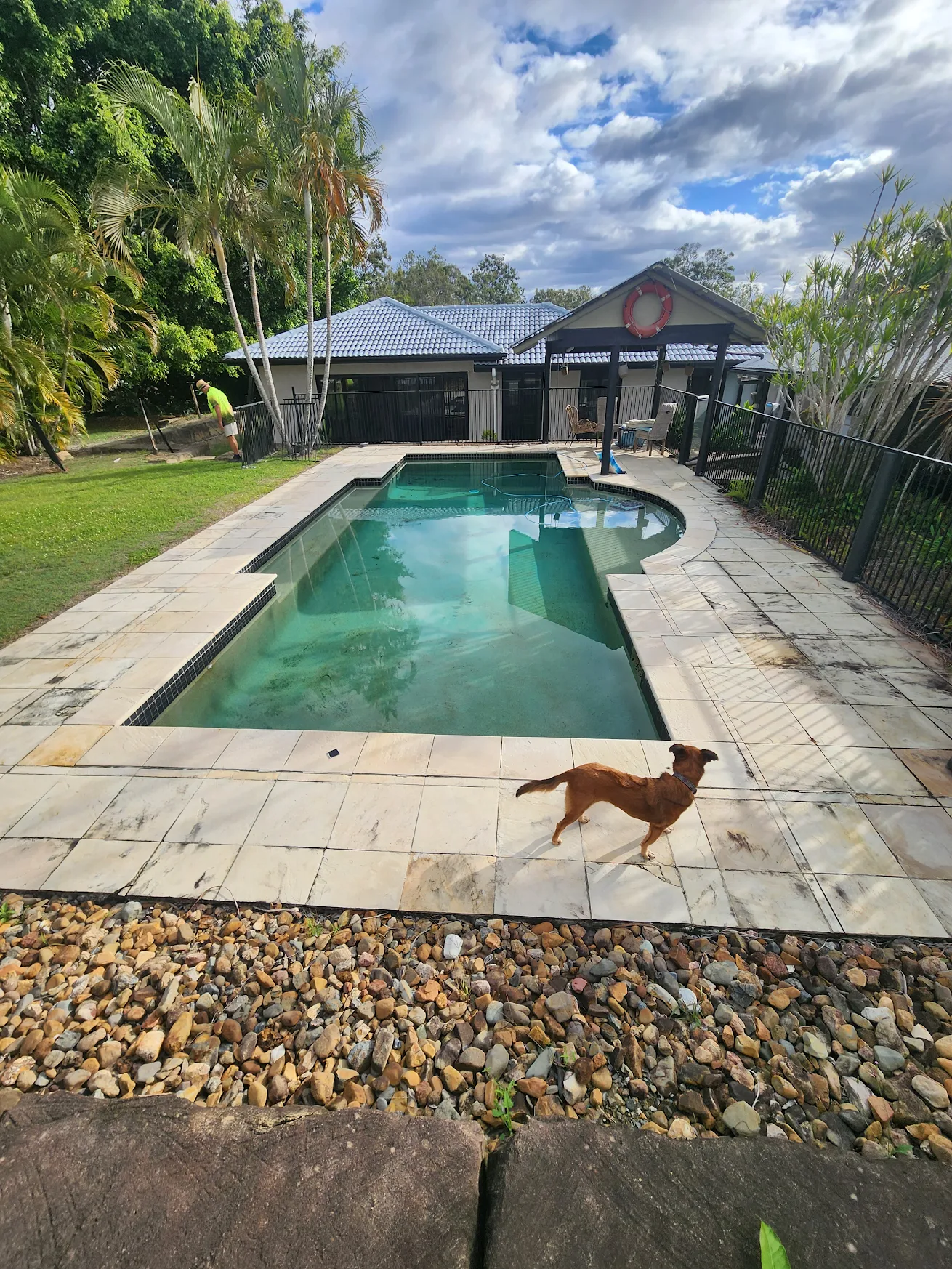 9m x 5m pool before resurfacing, old pebblecrete surface, New Beith