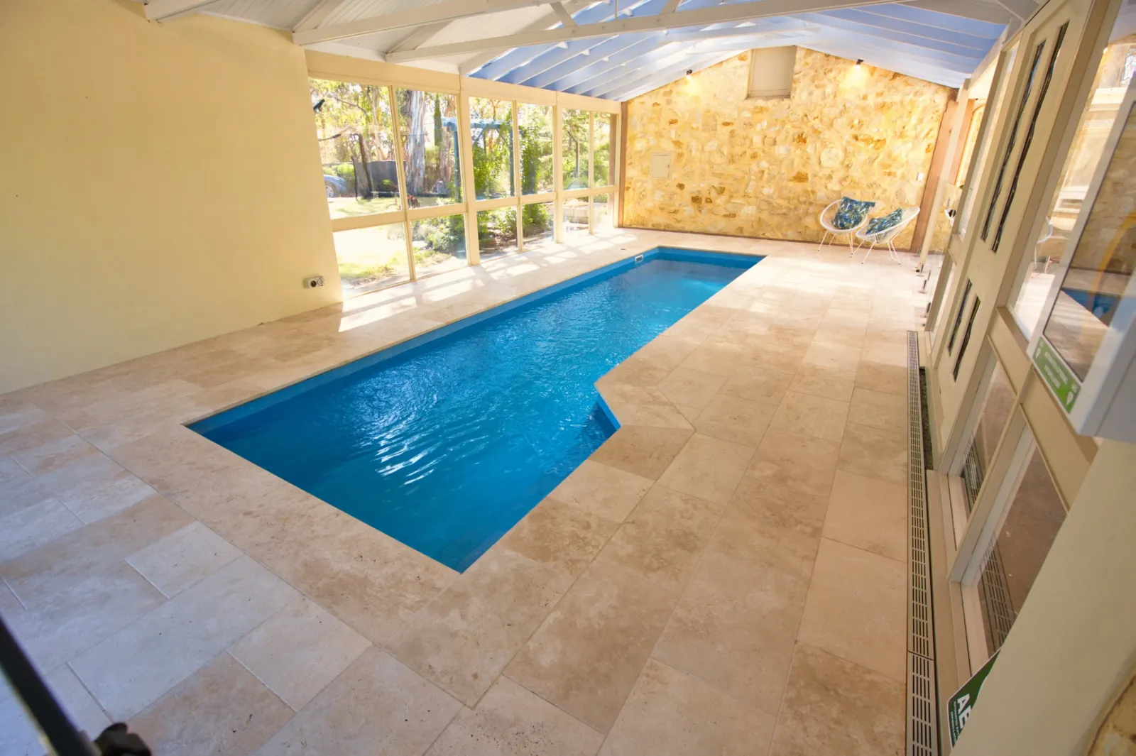 Lap Pool 8m fibreglass pool with paved surrounds